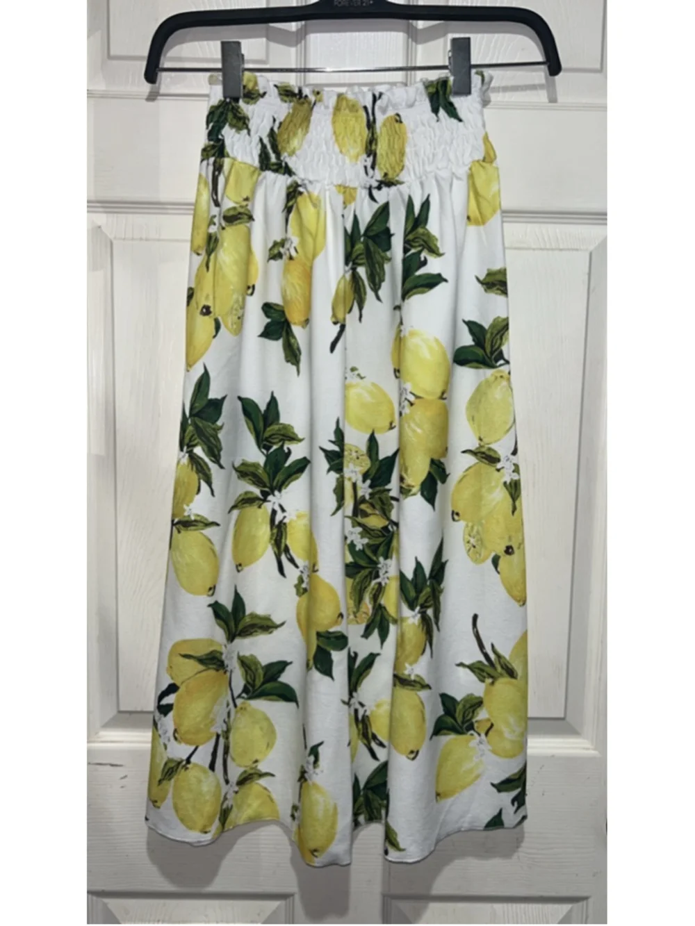 Women's Lemon Print Smocked Skirt Set S White Yellow - Picture 4 of 4